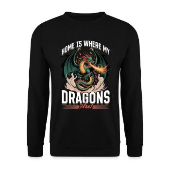 Fantasy Dragon Mythical Creatures - Unisex Sweatshirt - black - Front - Alina (178cm) & Michal (187cm)