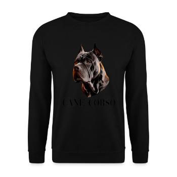 Majestätischer Cane Corso Porträt Kunstwerk für - Unisex Pullover - Schwarz - Vorne - Alina (178cm) & Michal (187cm)