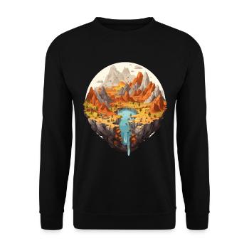 Paysage fascinant avec cascade et montagnes - Sweat-shirt Unisexe - noir - Devant - Alina (178cm) & Michal (187cm)