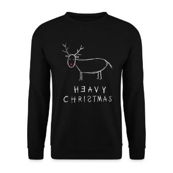 Heavy Christmas - lustiges Rentier - Geschenk - Unisex Pullover - Schwarz - Vorne - Alina (178cm) & Michal (187cm)