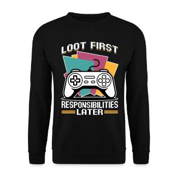 Gamer Gaming Controller Jeu Vidéo - Sweat-shirt Unisexe - noir - Devant - Alina (178cm) & Michal (187cm)
