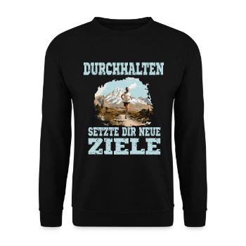 Persévérer, se fixer de nouveaux objectifs, se motiver, courir - Sweat-shirt Unisexe - noir - Devant - Alina (178cm) & Michal (187cm)