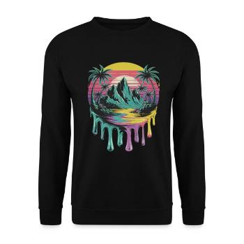 Île tropicale coucher de soleil palmiers Art - Sweat-shirt Unisexe - noir - Devant - Alina (178cm) & Michal (187cm)