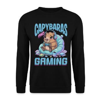 Gamer Gaming Capybara Video Game - Unisex Pullover - Schwarz - Vorne - Alina (178cm) & Michal (187cm)