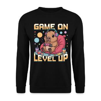 Gamer Gaming Capybara Video Game - Unisex Pullover - Schwarz - Vorne - Alina (178cm) & Michal (187cm)