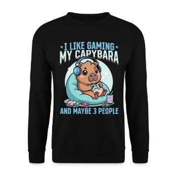 Gamer Gaming Capybara Video Game - Unisex Pullover - Schwarz - Vorne - Alina (178cm) & Michal (187cm)