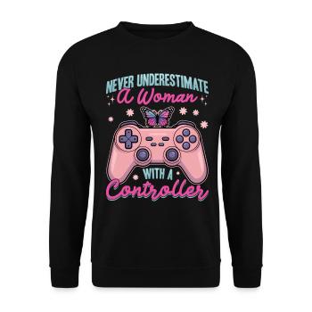 Gamer Gaming Controller Video Game - Unisex Pullover - Schwarz - Vorne - Alina (178cm) & Michal (187cm)