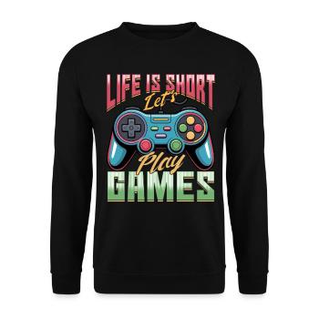 Gamer Gaming Controller Jeu Vidéo - Sweat-shirt Unisexe - noir - Devant - Alina (178cm) & Michal (187cm)