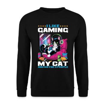 Gamer Gaming Cat Video Game - Unisex Sweatshirt - black - Front - Alina (178cm) & Michal (187cm)