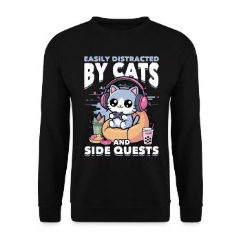 Gamer Gaming Cat Video Game - Unisex Sweatshirt - black - Front - Alina (178cm) & Michal (187cm)