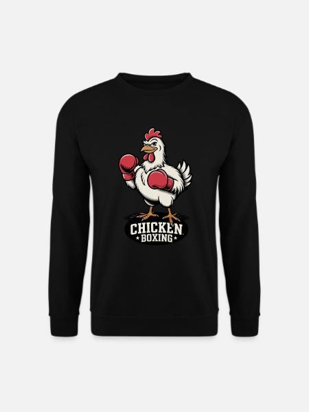 Lustiges Chicken Boxing Motiv Für Sportfans - Unisex Pullover - Schwarz