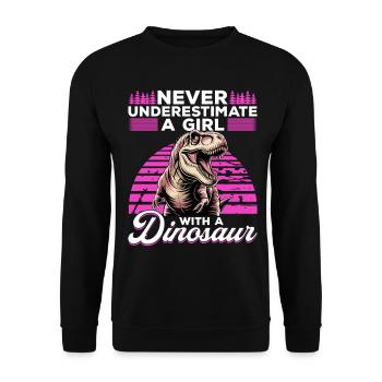 Dinosaur T-Rex kids - Unisex Sweatshirt - black - Front - Alina (178cm) & Michal (187cm)