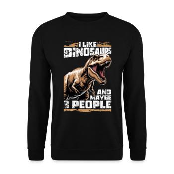 Dinosaur T-Rex kids - Unisex Sweatshirt - black - Front - Alina (178cm) & Michal (187cm)