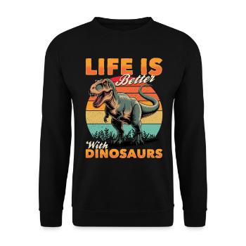 Dinosaur T-Rex kids - Unisex Sweatshirt - black - Front - Alina (178cm) & Michal (187cm)