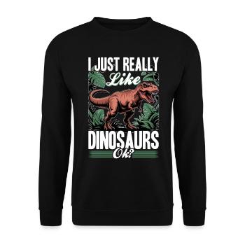Dinosaur T-Rex kids - Unisex Sweatshirt - black - Front - Alina (178cm) & Michal (187cm)