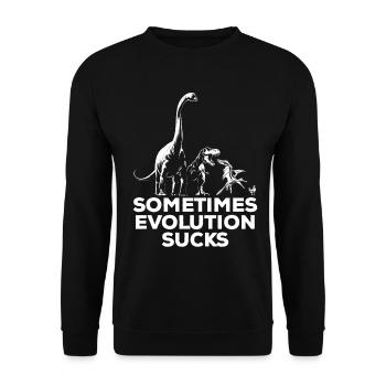 Parfois, l’évolution craint - Dinosaure - Poulet - Sweat-shirt Unisexe - noir - Devant - Alina (178cm) & Michal (187cm)