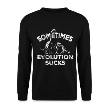Sometimes Evolution sucks - Dinosaurier - Huhn - Unisex Pullover - Schwarz - Vorne - Alina (178cm) & Michal (187cm)