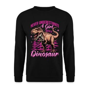 Dinosaur T-Rex kids - Unisex Sweatshirt - black - Front - Alina (178cm) & Michal (187cm)