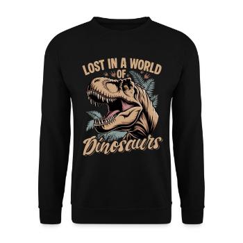 Dinosaur T-Rex kids - Unisex Sweatshirt - black - Front - Alina (178cm) & Michal (187cm)