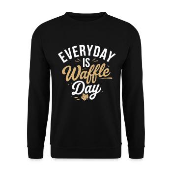 Jeden Tag Ist Waffeltag Wunder - Unisex Pullover - Schwarz - Vorne - Alina (178cm) & Michal (187cm)