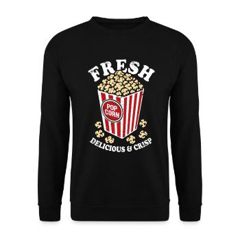 Fresh Popcorn - Crispy, Delicious - Gift - Unisex Sweatshirt - black - Front - Alina (178cm) & Michal (187cm)