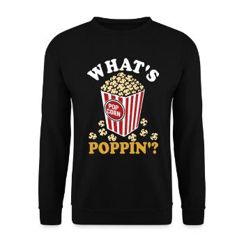 What's poppin'? Fresh popcorn - crispy - Unisex Sweatshirt - black - Front - Alina (178cm) & Michal (187cm)