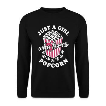 Just a girl who loves popcorn - crispy & delicious - Unisex Sweatshirt - black - Front - Alina (178cm) & Michal (187cm)