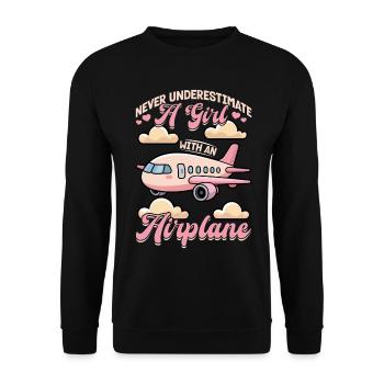 Airplane Kids Travel Pilot Toddler - Unisex Sweatshirt - black - Front - Alina (178cm) & Michal (187cm)