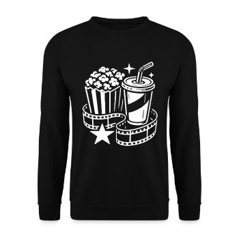 Popcorn & - Cinema - Blockbuster - Gift - Unisex Sweatshirt - black - Front - Alina (178cm) & Michal (187cm)
