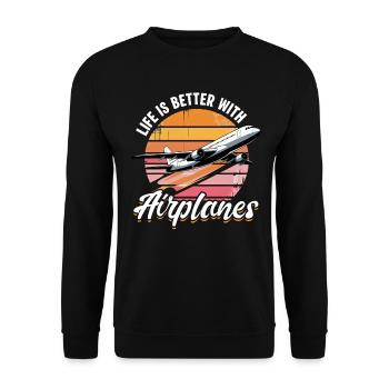 Airplane Kids Travel Pilot Toddler - Unisex Sweatshirt - black - Front - Alina (178cm) & Michal (187cm)