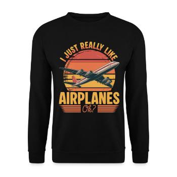 Airplane Kids Travel Pilot Toddler - Unisex Sweatshirt - black - Front - Alina (178cm) & Michal (187cm)