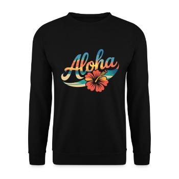 Aloha Été Hibiscus Plage Coucher de soleil - Sweat-shirt Unisexe - noir - Devant - Alina (178cm) & Michal (187cm)