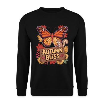 Autumn Joy Butterfly Squirrel and - Unisex Sweatshirt - black - Front - Alina (178cm) & Michal (187cm)