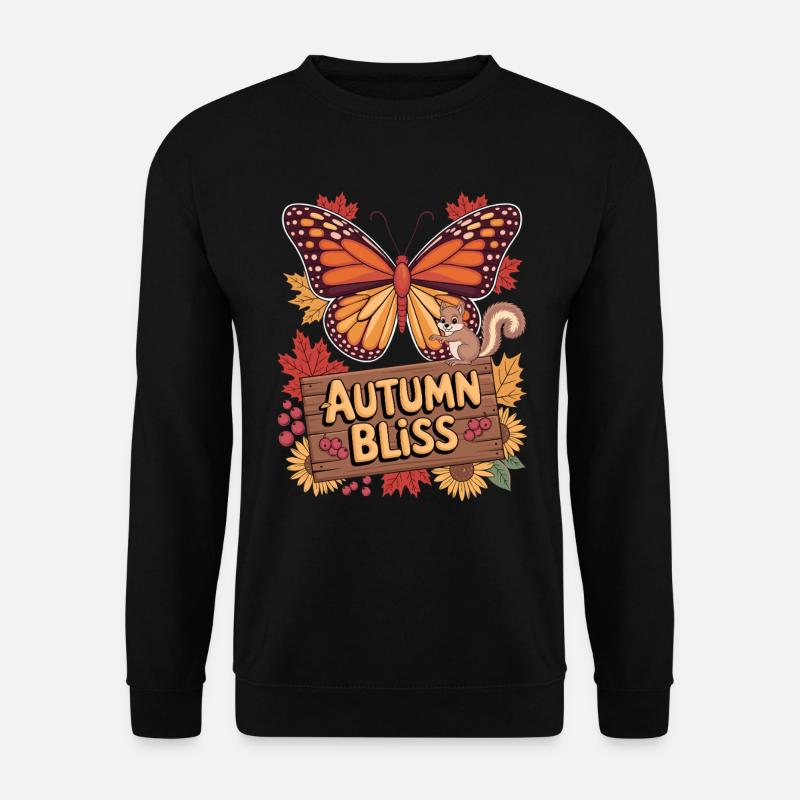 Herbstfreude Schmetterling Eichhörnchen und - Unisex Pullover - Schwarz