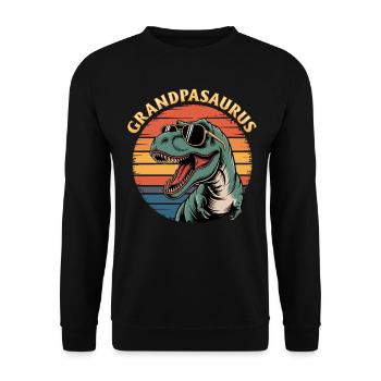 Dinosaur T-Rex Grandpasaurus - Unisex Sweatshirt - black - Front - Alina (178cm) & Michal (187cm)
