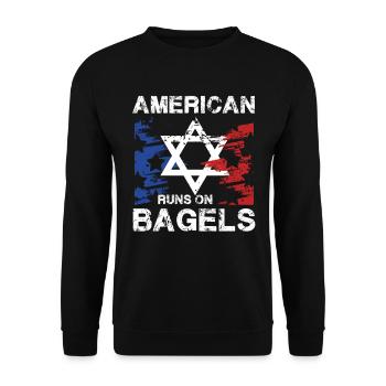 American Runs On Bagels with Star Motif and - Unisex Sweatshirt - black - Front - Alina (178cm) & Michal (187cm)