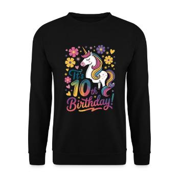 It's 10th Birthday Einhorn Magie Feierlich - Unisex Pullover - Schwarz - Vorne - Alina (178cm) & Michal (187cm)