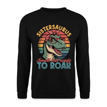 Dinosaur T-Rex Sistersaurus - Unisex Sweatshirt - black - Front - Alina (178cm) & Michal (187cm)