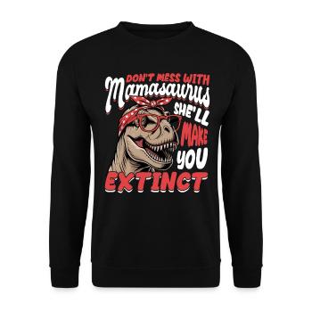 Dinosaur T-Rex Mamasaurus - Unisex Sweatshirt - black - Front - Alina (178cm) & Michal (187cm)