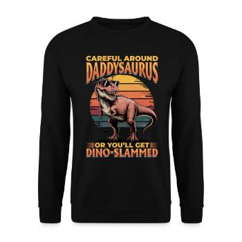 Dinosaur T-Rex Daddysaurus - Unisex Sweatshirt - black - Front - Alina (178cm) & Michal (187cm)
