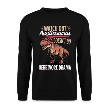 Dinosaur T-Rex Auntiesaurus - Unisex Sweatshirt - black - Front - Alina (178cm) & Michal (187cm)