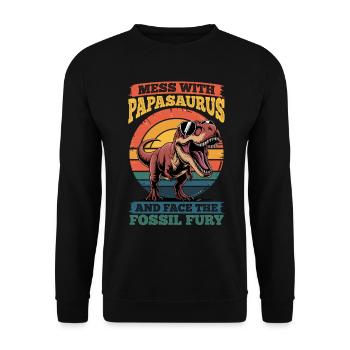 Dinosaur T-Rex Papasaurus - Unisex Sweatshirt - black - Front - Alina (178cm) & Michal (187cm)
