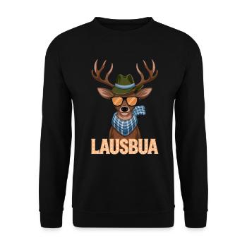 Lausbua deer with sunglasses and hat - Unisex Sweatshirt - black - Front - Alina (178cm) & Michal (187cm)