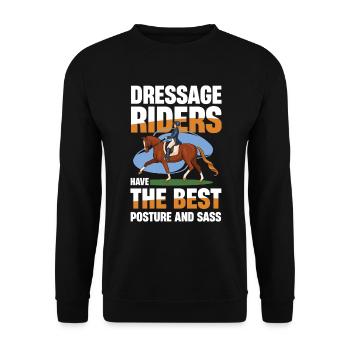 Dressurreiter Haben Die Beste Haltung Und - Unisex Pullover - Schwarz - Vorne - Alina (178cm) & Michal (187cm)