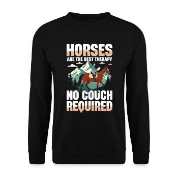 Horses are the best therapy, not a couch - Unisex Sweatshirt - black - Front - Alina (178cm) & Michal (187cm)