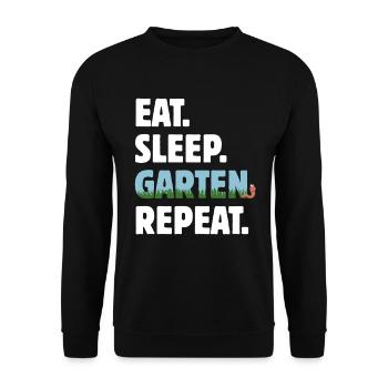 Eat Sleep Garten Repeat - Gärtner Geschenk - Unisex Pullover - Schwarz - Vorne - Alina (178cm) & Michal (187cm)
