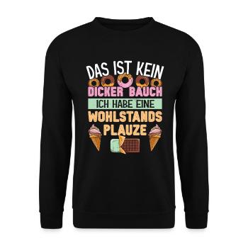 Ernährung dicker Bauch Wohlstandsplauze - Unisex Pullover - Schwarz - Vorne - Alina (178cm) & Michal (187cm)