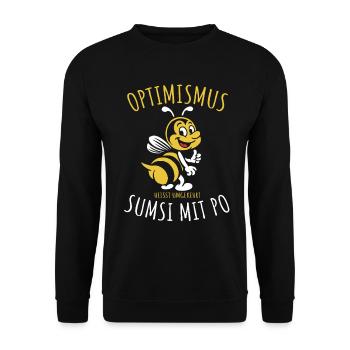 Optimismus heißt umgekehrt Sumsi mit Po - Unisex Pullover - Schwarz - Vorne - Alina (178cm) & Michal (187cm)