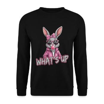 Lapin cool avec des lunettes de soleil et du chewing-gum - - Sweat-shirt Unisexe - noir - Devant - Alina (178cm) & Michal (187cm)