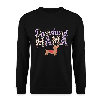Dachshund Mama Stilvoller Look Für Hundefans - Unisex Pullover - Schwarz - Vorne - Alina (178cm) & Michal (187cm)